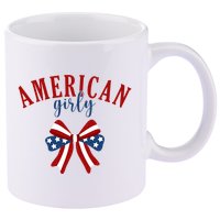 American Girly 4th Of July Usa Bow 11oz C Handle Ceramic Mug