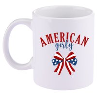 American Girly 4th Of July Usa Bow 11oz C Handle Ceramic Mug