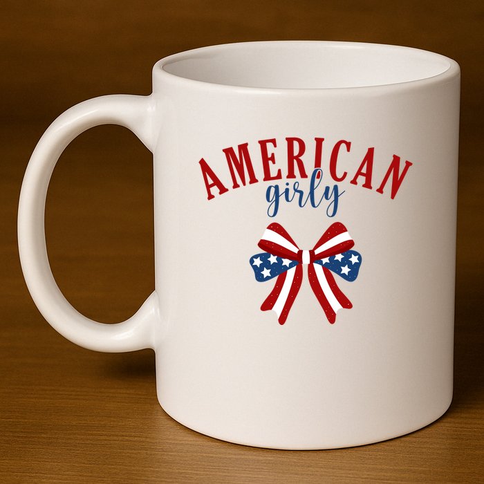 American Girly 4th Of July Usa Bow 11oz C Handle Ceramic Mug