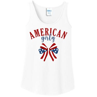 American Girly 4th Of July Usa Bow Ladies Essential Tank