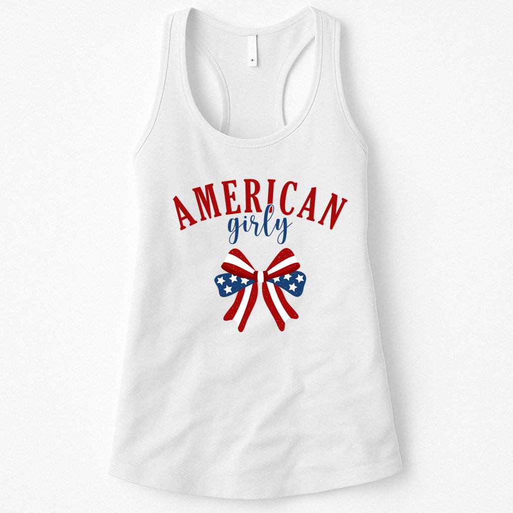 American Girly 4th Of July Usa Bow Womens Tank Top