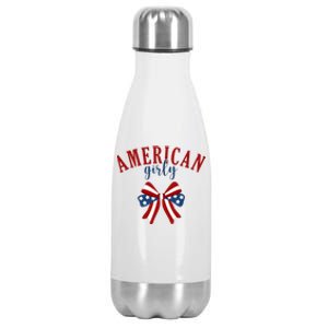 American Girly 4th Of July Usa Bow Stainless Steel Insulated Water Bottle