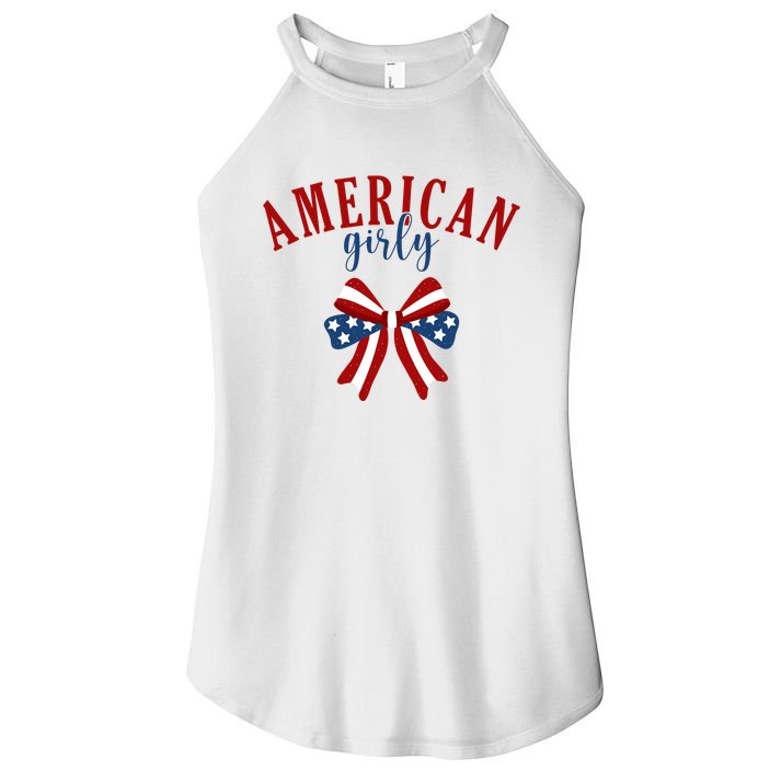 American Girly 4th Of July Usa Bow Women's Perfect Tri Rocker Tank