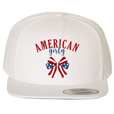 American Girly 4th Of July Usa Bow Wool Snapback Cap