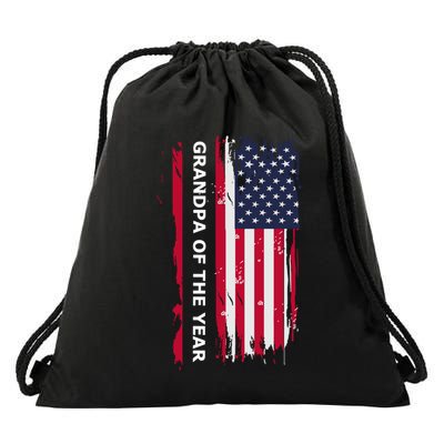 American Grandpa And Grandfather Of The Year Gift Drawstring Bag