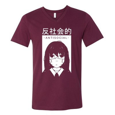 Antisocial Girl V-Neck T-Shirt