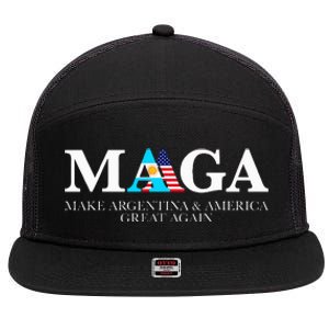 America Great Again Trump Milei 2024 7 Panel Mesh Trucker Snapback Hat