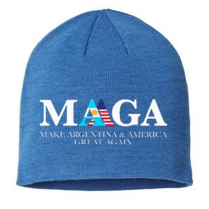 America Great Again Trump Milei 2024 Sustainable Beanie