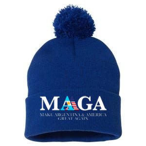 America Great Again Trump Milei 2024 Pom Pom 12in Knit Beanie