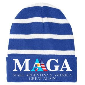 America Great Again Trump Milei 2024 Striped Beanie with Solid Band