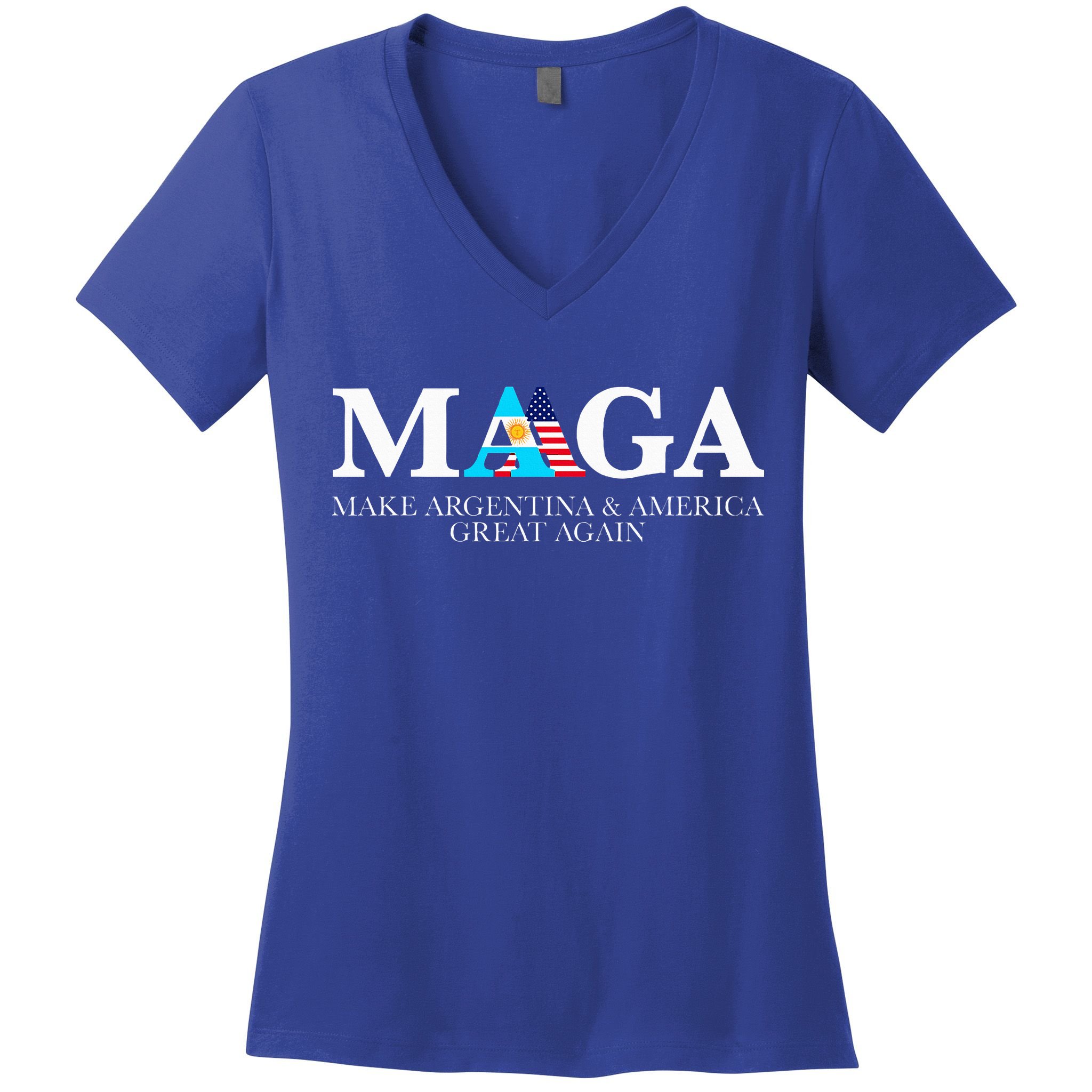 America Great Again Trump Milei 2024 Women's V-Neck T-Shirt