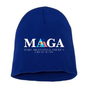 America Great Again Trump Milei 2024 Short Acrylic Beanie