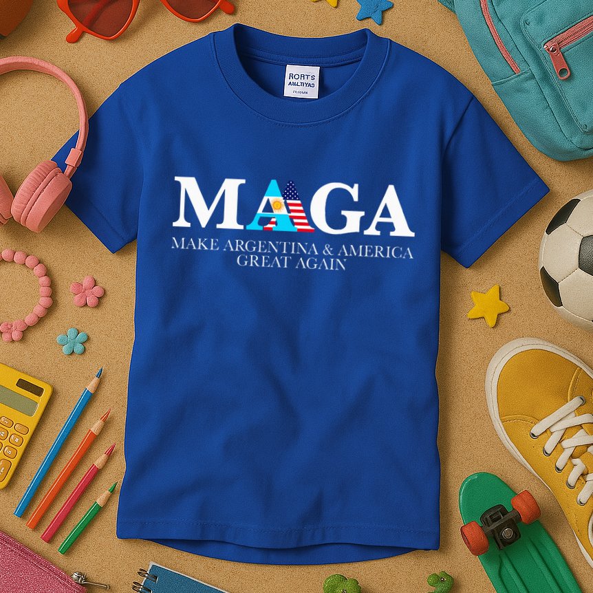 America Great Again Trump Milei 2024 Kids T-Shirt