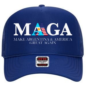 America Great Again Trump Milei 2024 High Crown Mesh Back Trucker Hat