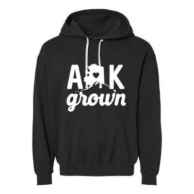 Alaska Grown Ak Home State Heart Script Garment-Dyed Fleece Hoodie