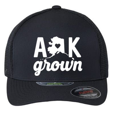 Alaska Grown Ak Home State Heart Script Flexfit Unipanel Trucker Cap