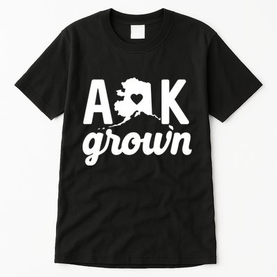 Alaska Grown Ak Home State Heart Script Tall T-Shirt