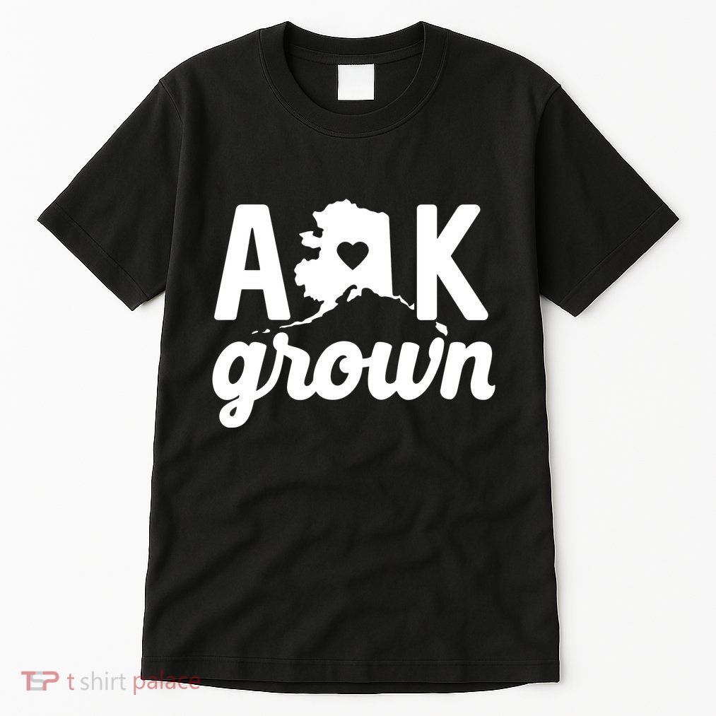 Alaska Grown Ak Home State Heart Script Tall T-Shirt
