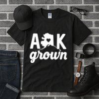 Alaska Grown Ak Home State Heart Script Tall T-Shirt
