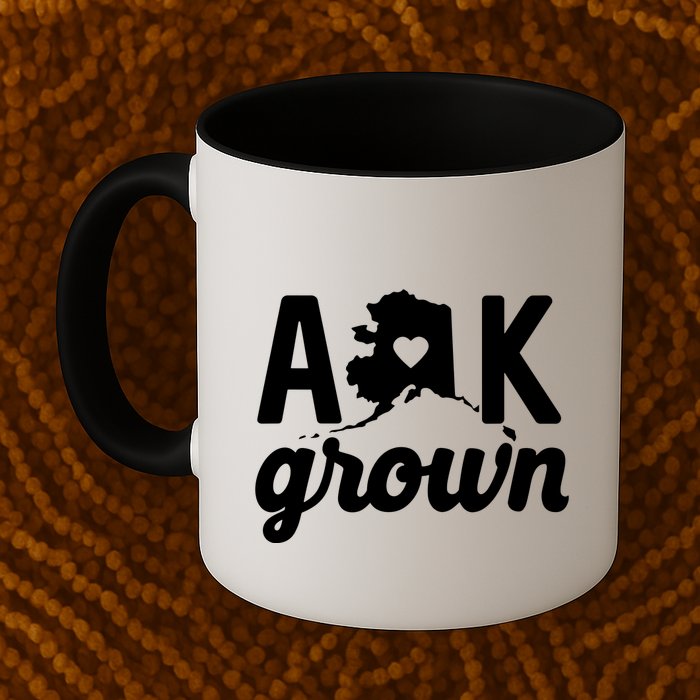 Alaska Grown Ak Home State Heart Script Mug