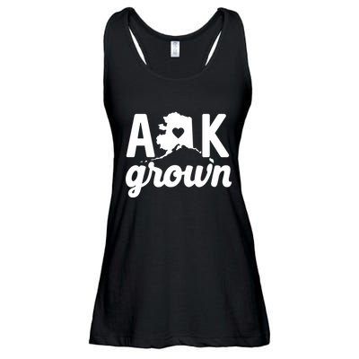 Alaska Grown Ak Home State Heart Script Ladies Essential Flowy Tank