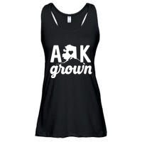 Alaska Grown Ak Home State Heart Script Ladies Essential Flowy Tank