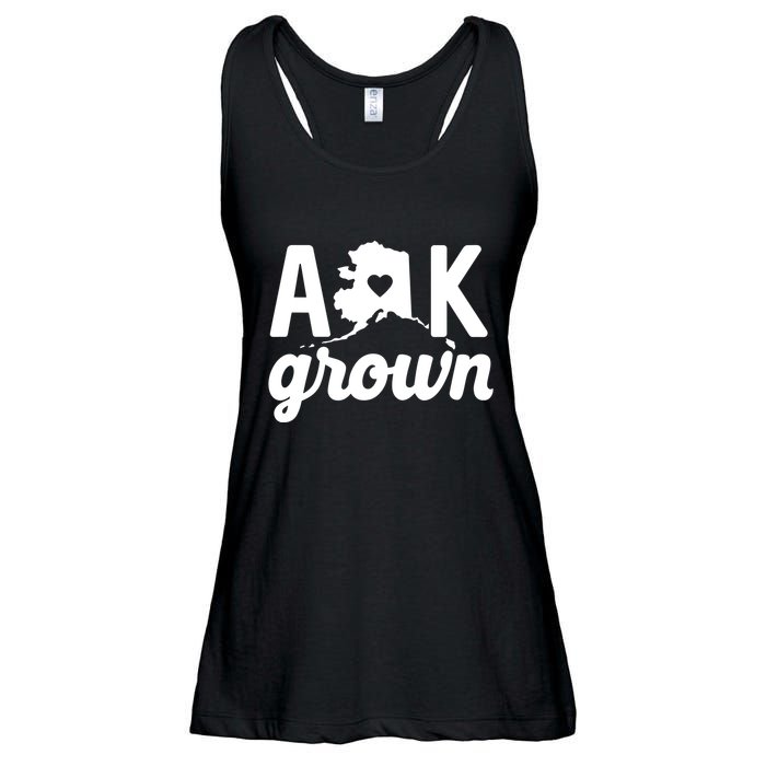 Alaska Grown Ak Home State Heart Script Ladies Essential Flowy Tank