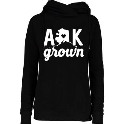 Alaska Grown Ak Home State Heart Script Womens Funnel Neck Pullover Hood