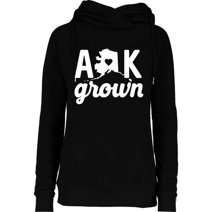 Alaska Grown Ak Home State Heart Script Womens Funnel Neck Pullover Hood