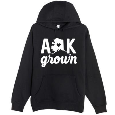 Alaska Grown Ak Home State Heart Script Premium Pullover Hoodie