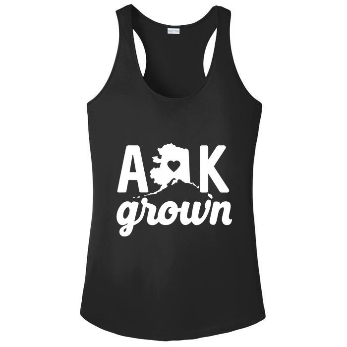 Alaska Grown Ak Home State Heart Script Ladies PosiCharge Competitor Racerback Tank