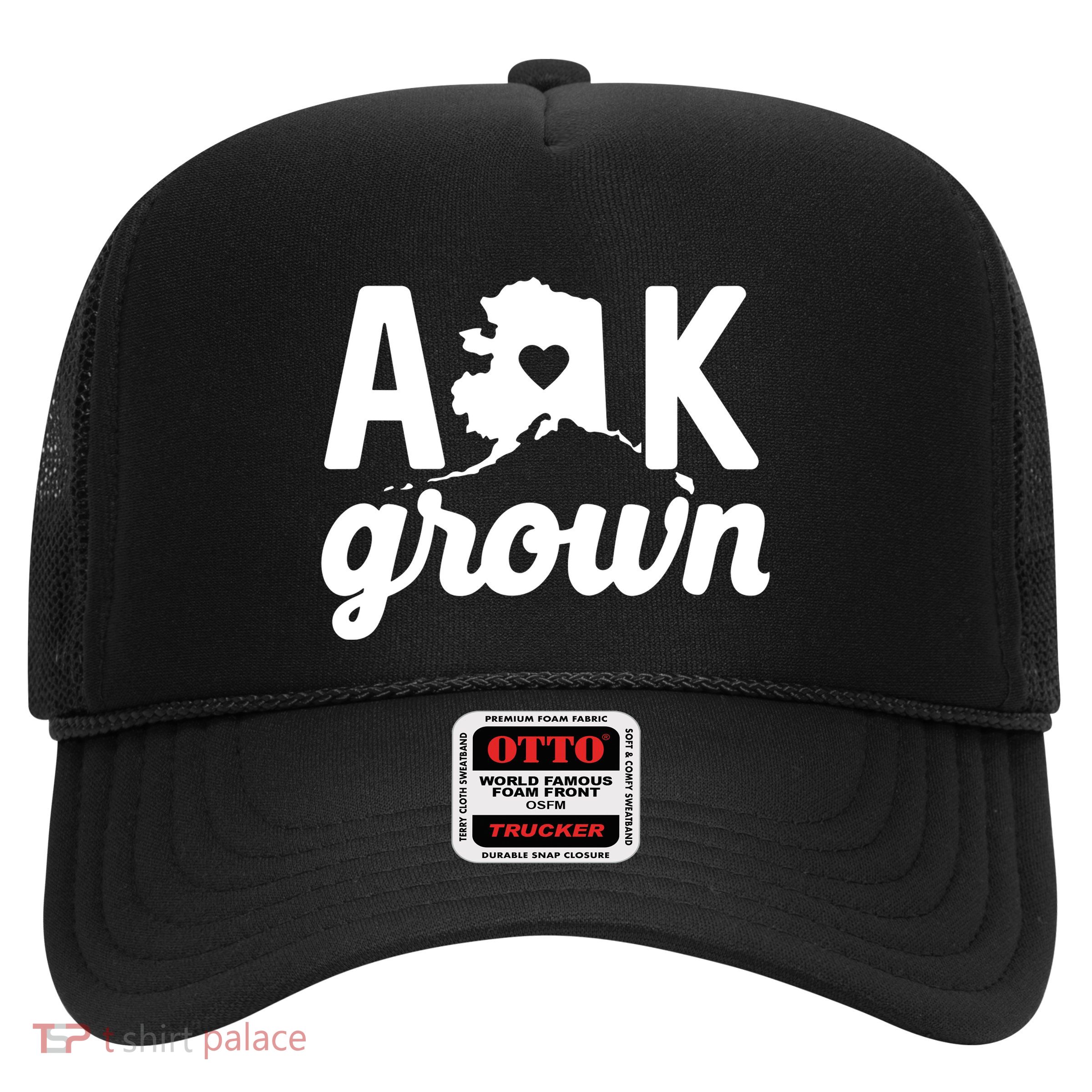 Alaska Grown Ak Home State Heart Script Trucker Hat