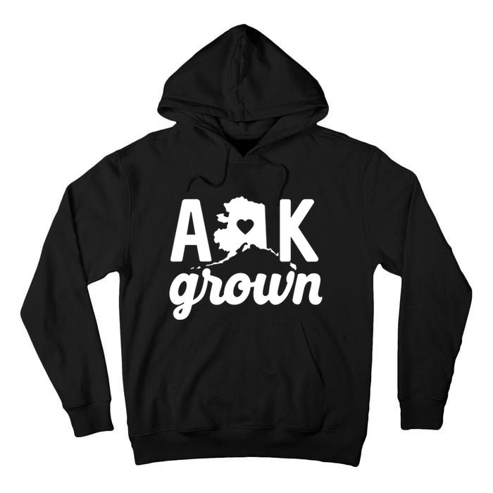 Alaska Grown Ak Home State Heart Script Tall Hoodie
