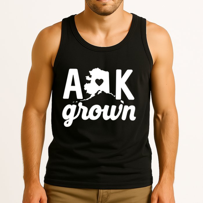 Alaska Grown Ak Home State Heart Script Tank Top