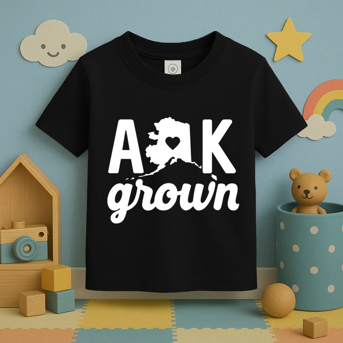 Alaska Grown Ak Home State Heart Script Toddler T-Shirt