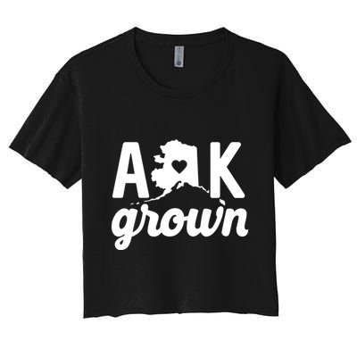 Alaska Grown Ak Home State Heart Script Crop Top