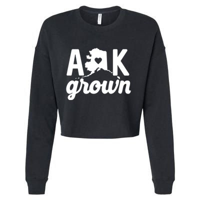 Alaska Grown Ak Home State Heart Script Cropped Pullover Crew