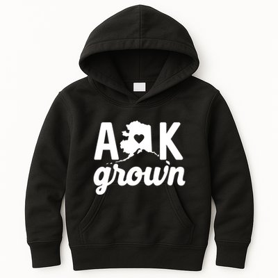 Alaska Grown Ak Home State Heart Script Kids Hoodie