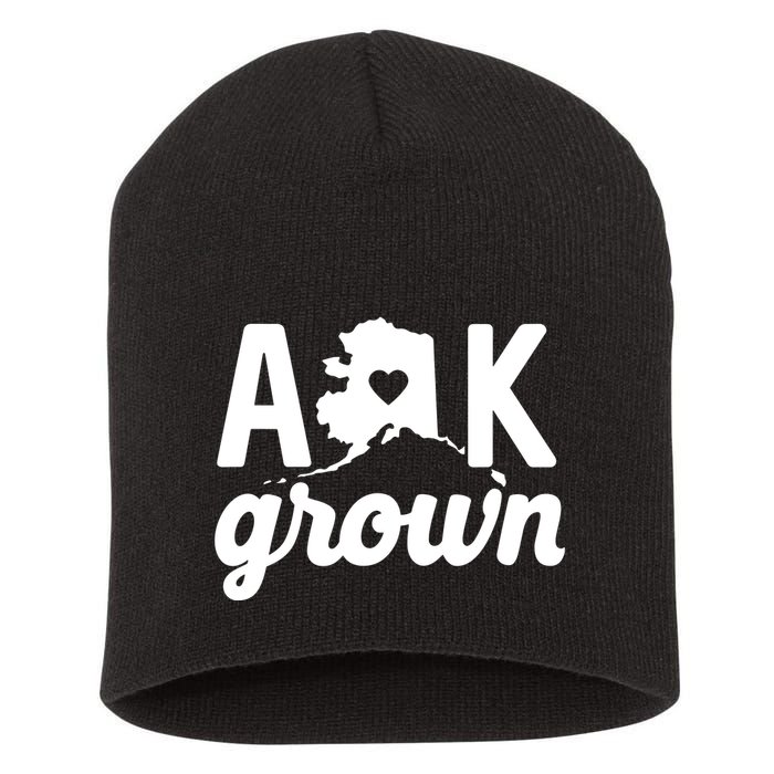 Alaska Grown Ak Home State Heart Script Short Acrylic Beanie