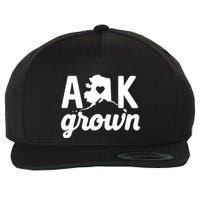 Alaska Grown Ak Home State Heart Script Wool Snapback Cap