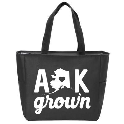 Alaska Grown Ak Home State Heart Script Zip Tote Bag