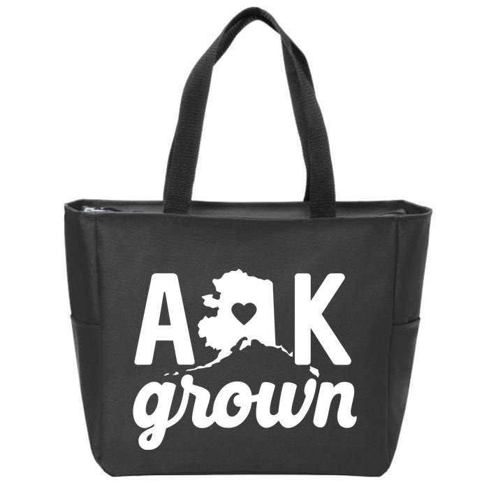 Alaska Grown Ak Home State Heart Script Zip Tote Bag