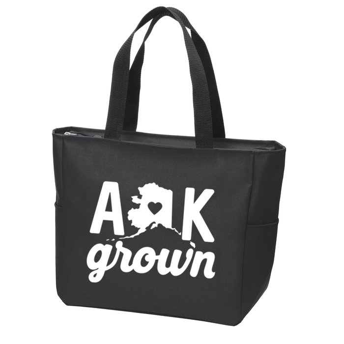 Alaska Grown Ak Home State Heart Script Zip Tote Bag