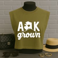 Alaska Grown Ak Home State Heart Script Garment-Dyed Women's Muscle Tee
