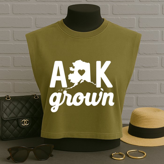 Alaska Grown Ak Home State Heart Script Garment-Dyed Women's Muscle Tee