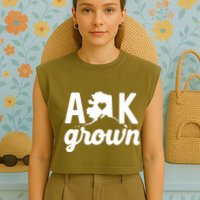 Alaska Grown Ak Home State Heart Script Garment-Dyed Women's Muscle Tee