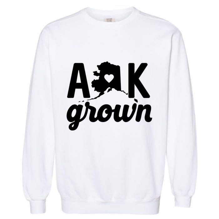 Alaska Grown Ak Home State Heart Script Garment-Dyed Sweatshirt