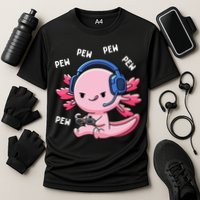 Axolotl Gaming Anime Video Game Pew Gamer Cooling Performance Crew T-Shirt