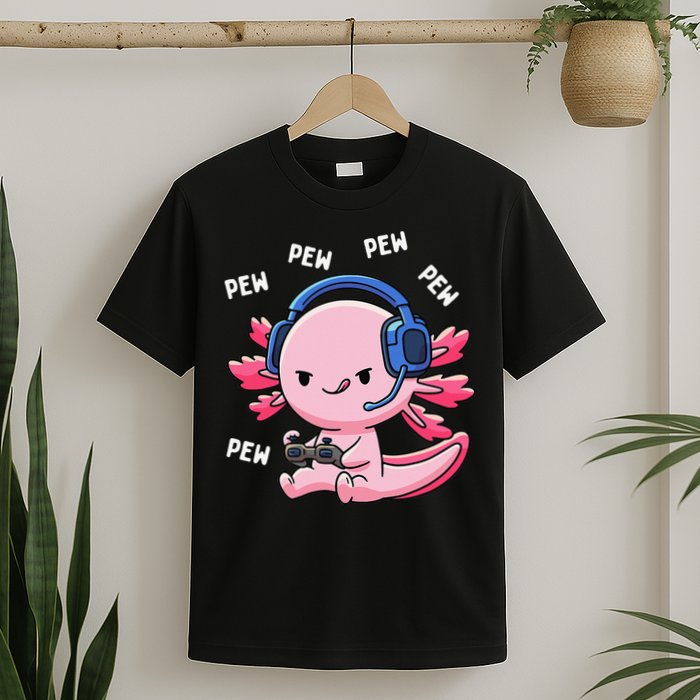 Axolotl Gaming Anime Video Game Pew Gamer T-Shirt