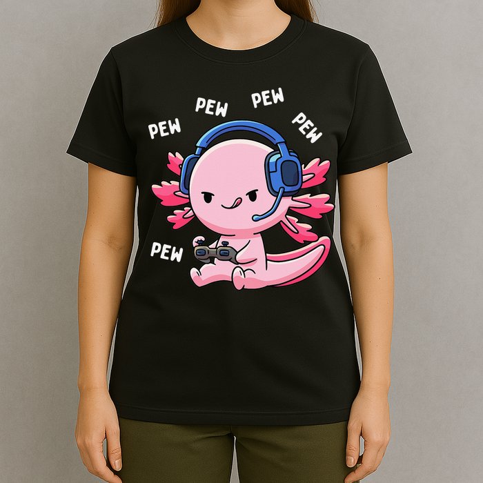 Axolotl Gaming Anime Video Game Pew Gamer T-Shirt